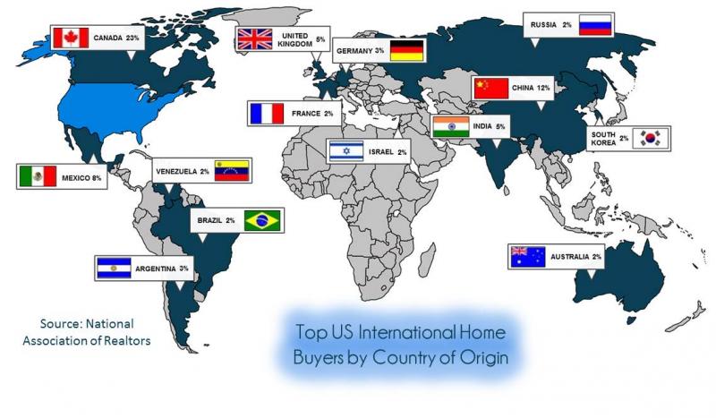 U.S. real estate map of foreign buyers